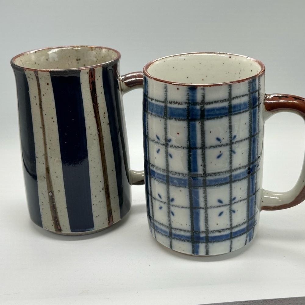 Otagiri Blue Patterned Ceramic Mugs - Set of 2